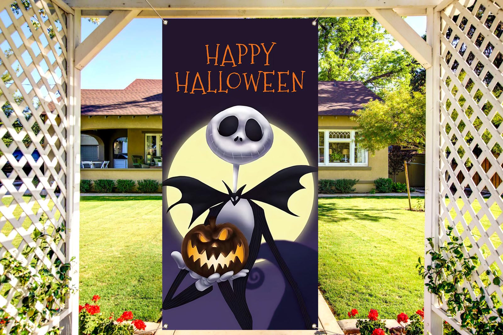 Türabdeckung Merry Christmas Mit Jack Sally Motiv – 90x180 Cm, Polyester, Für Weihnachtsdeko