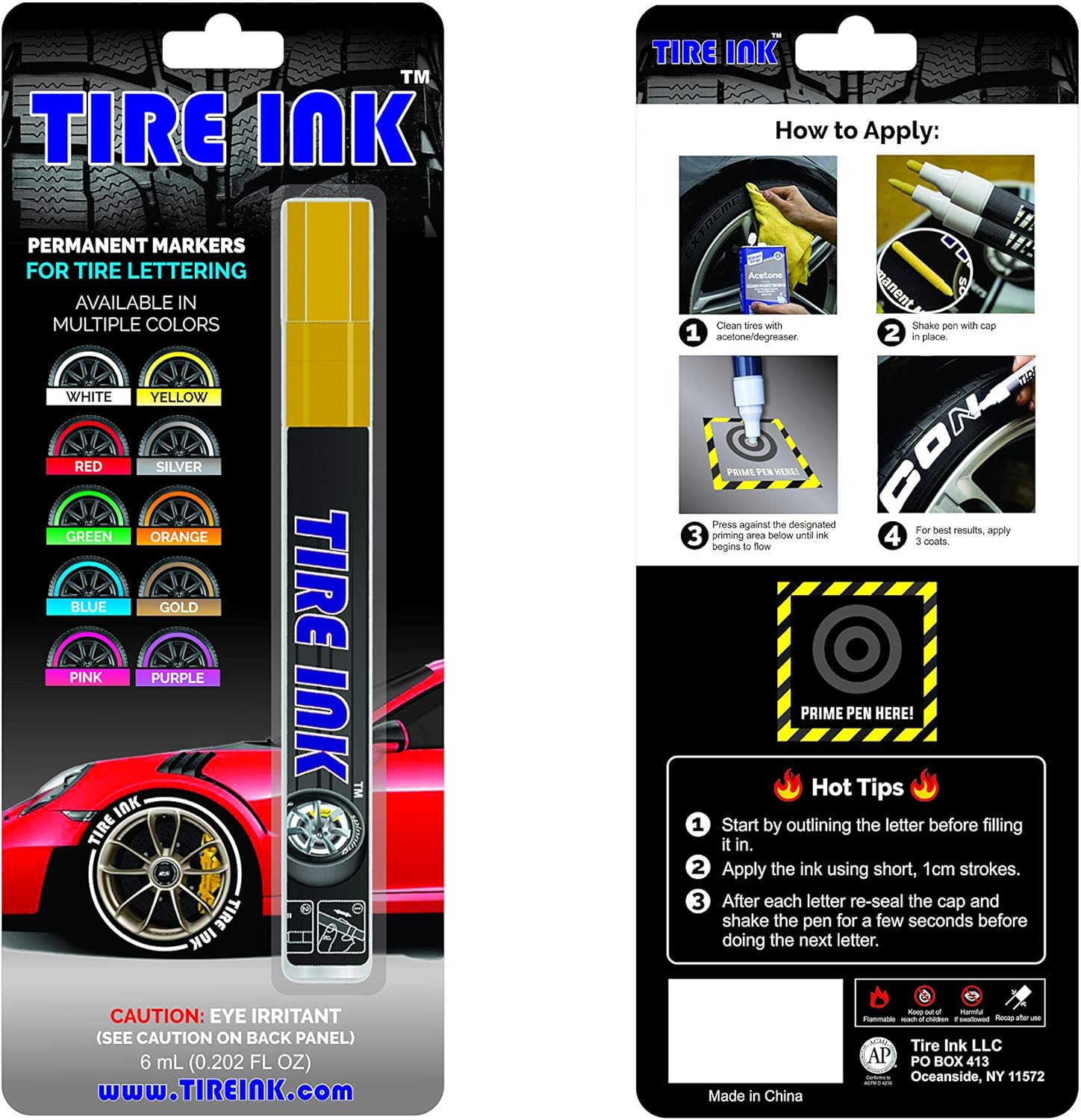 Tire Ink | Paint Pen for Car Tires | Permanent and Waterproof | Carwash Safe (1 Pen, Gold) : Automotive