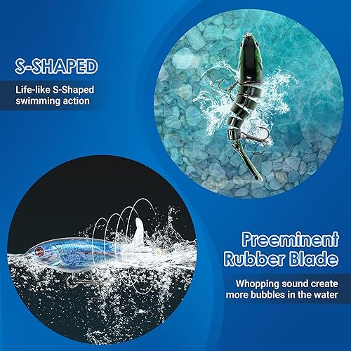 Miniatura 2 de SMMYMGF Kit de caja de aparejos de pesca, equipo y equipo de pesca de agua dulce de agua salada, incluyendo cebos biónicos, señuelos de pesca de