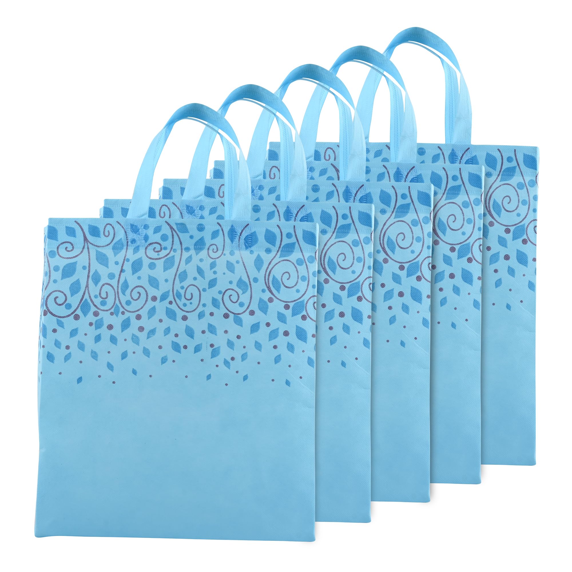 Kuber Industries Pack of 20 Non-Woven Grocery Handbags | Reusable Shopping Bags for Grocery-Vegetables | Multi-Purpose Carry Bags | Top Leaf | Large | Sky Blue