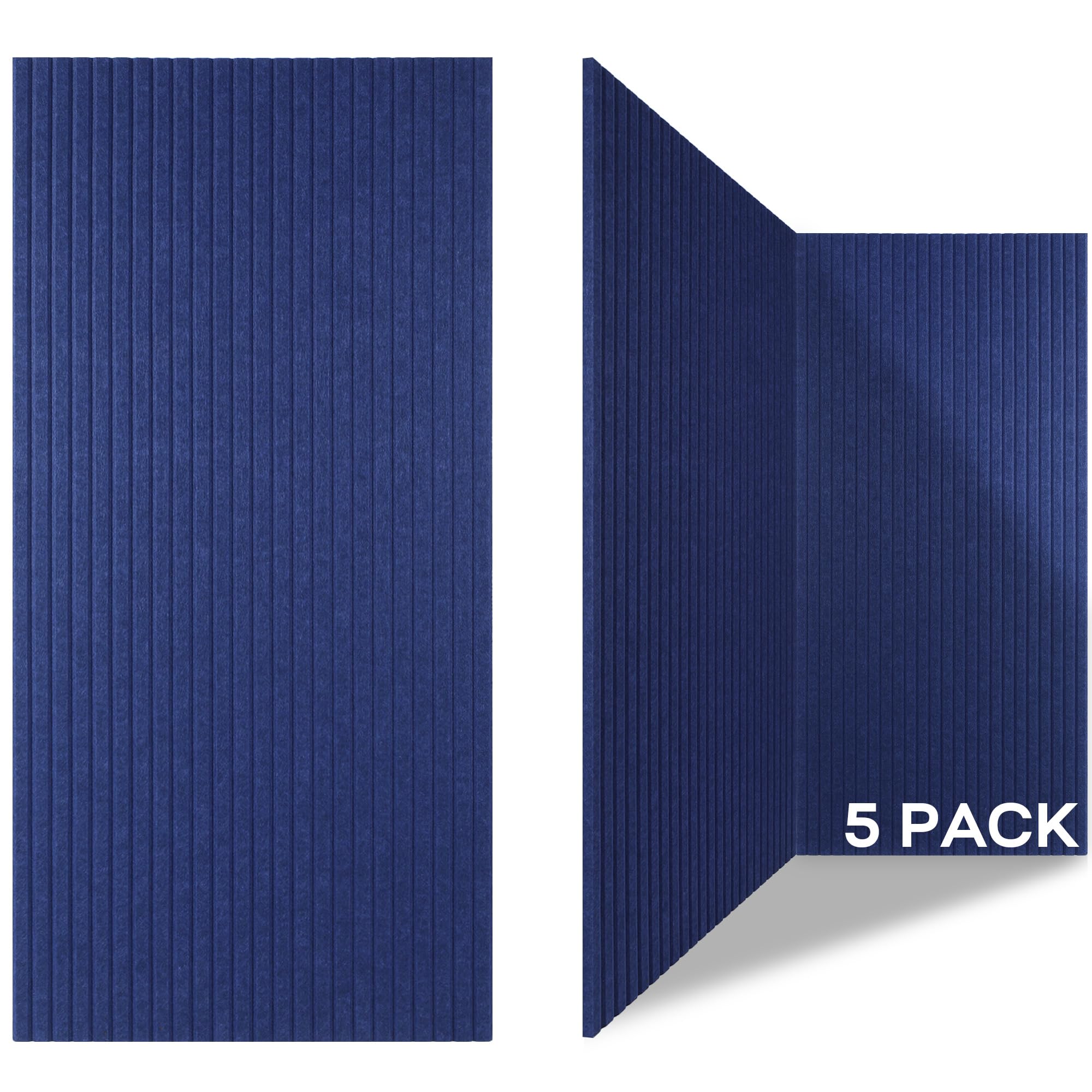 5 Pack Acoustic Panels,47.2x23.6x0.4 inch Acoustical Wall Panels,Large Soundproof Panels,Self-Adhesive Sound Proof Panels for Walls,Acoustic Treatment for Recording Studio&Office Vertical,Navy Blue