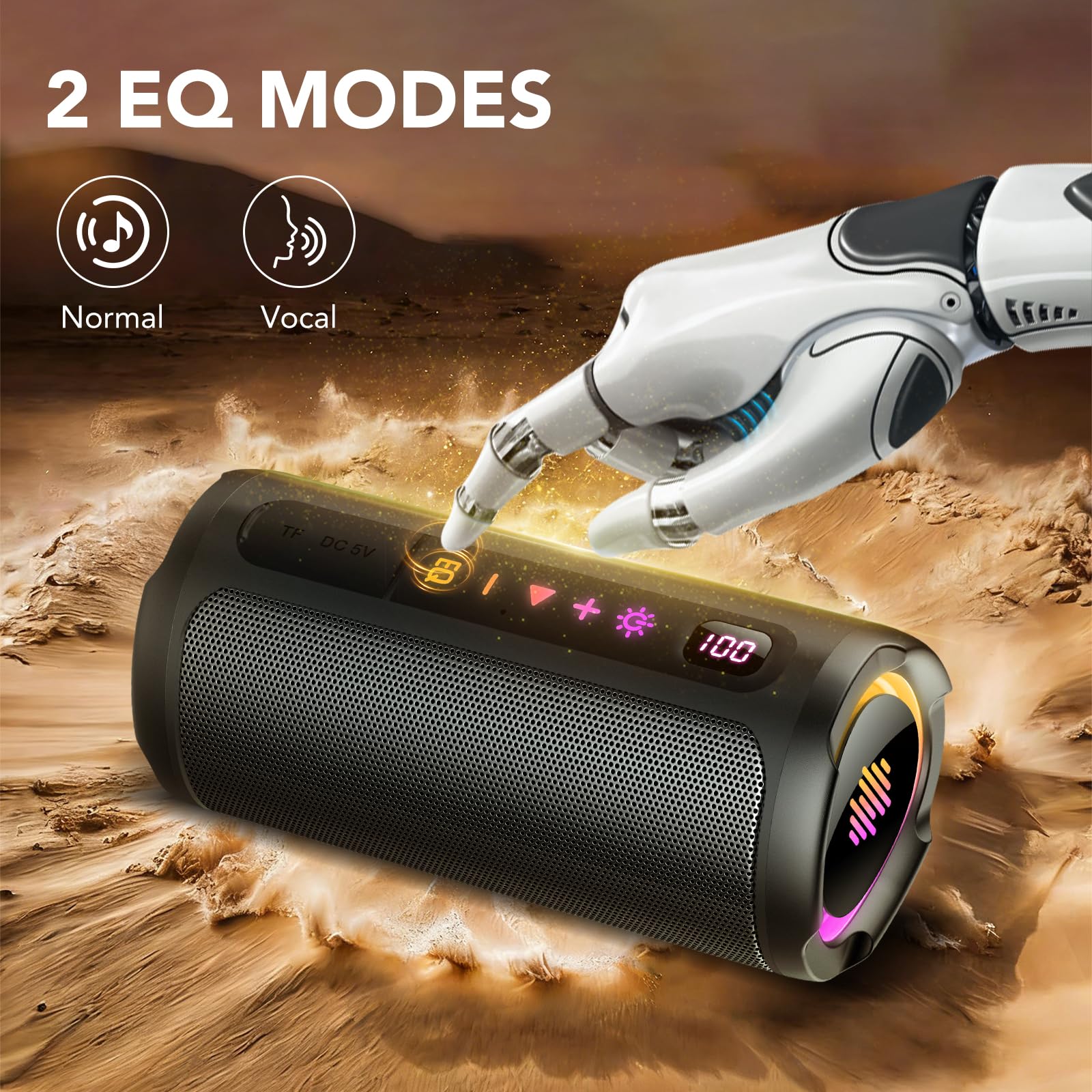 Cassa Bluetooth 5.4 Potente 20W, Doppio Driver Basso, 20H Autonomia, Casse Bluetooth Portatile con 2 EQ Modalità+Display Digitale, 7 RGB, TF, Accoppiamento TWS, Altoparlante Bluetooth da Esterno Feste
