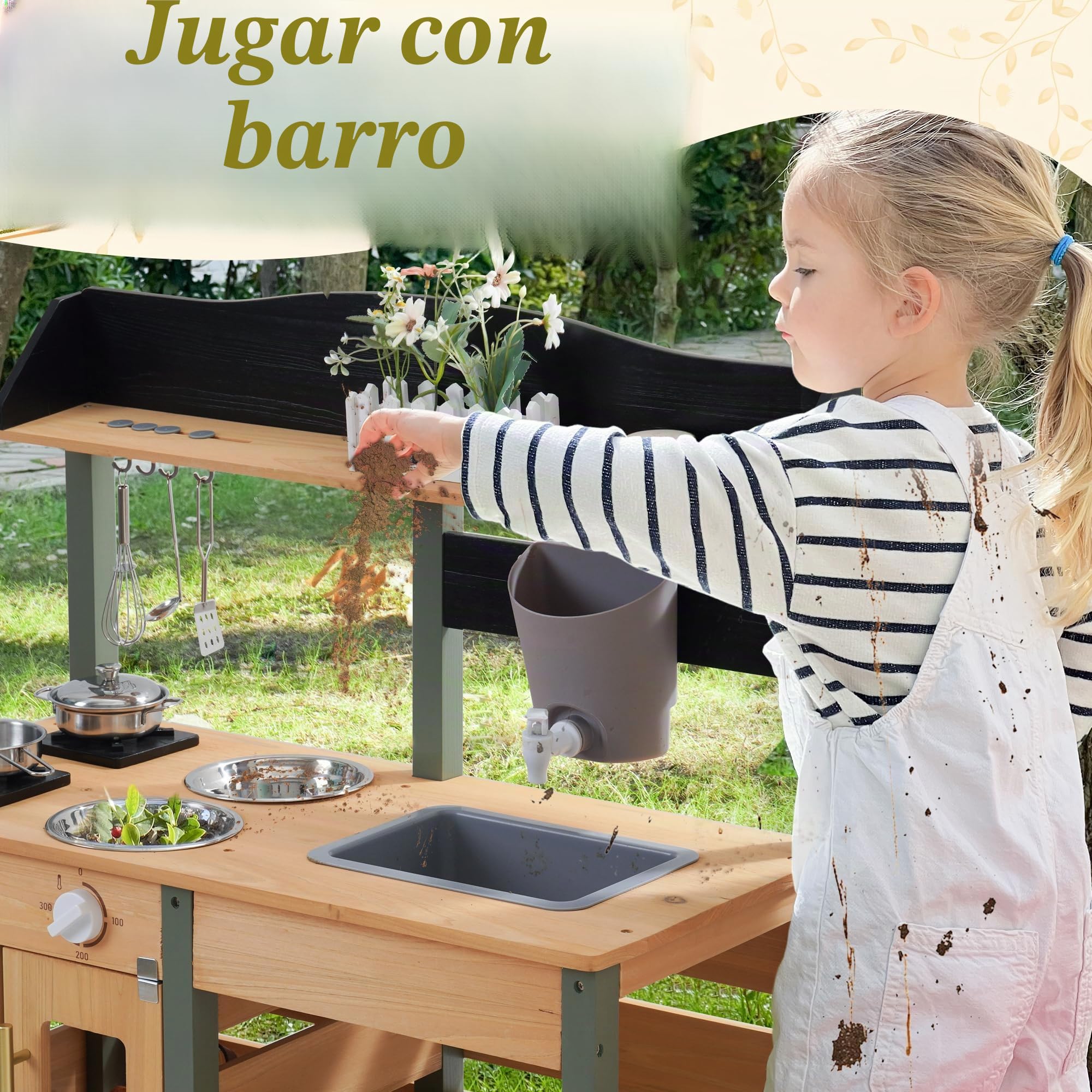 ROBOTIME Cocina de barro verde grande WH001