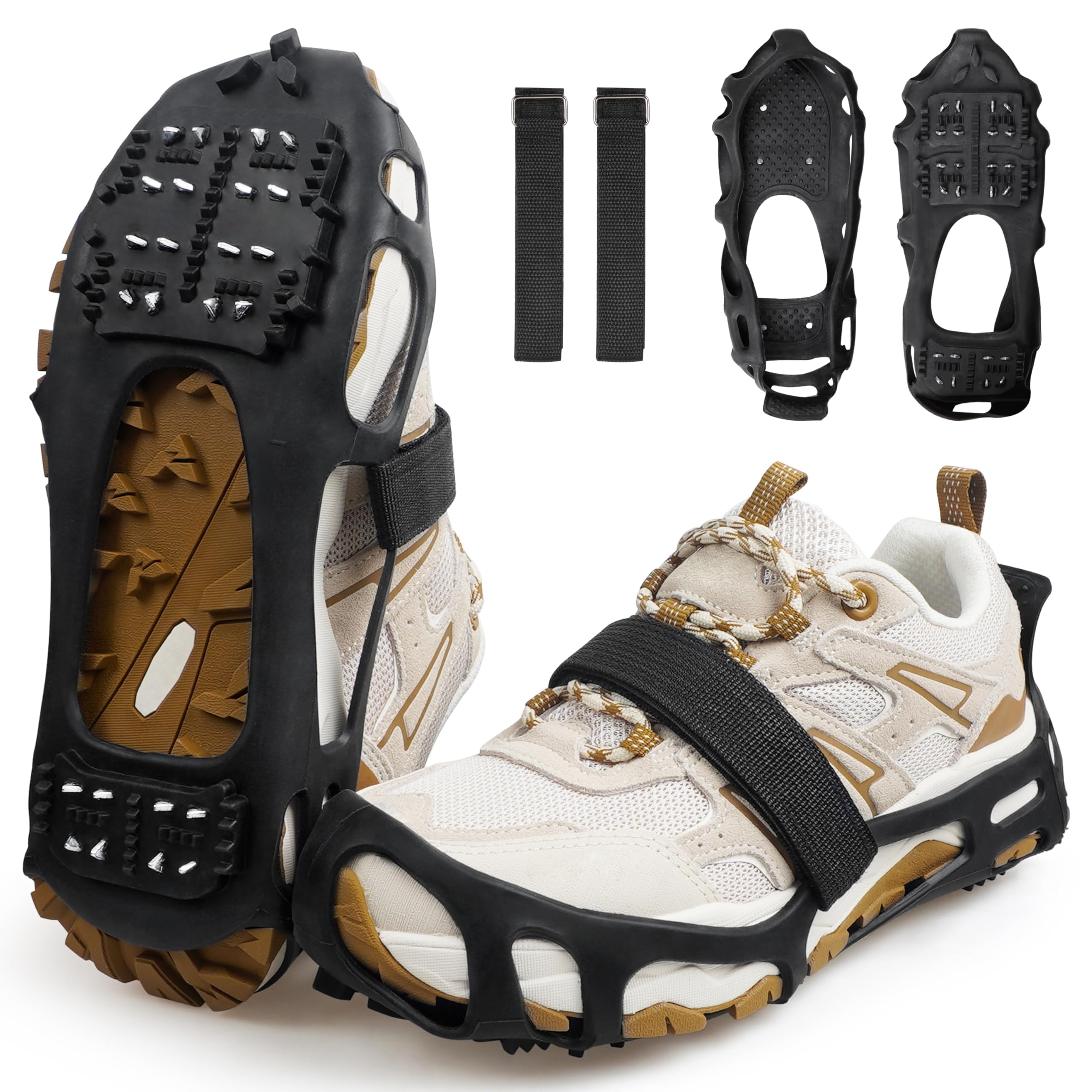 3 Paar Grödel Mit 8 Edelstahl-Zähnen – Anti-Rutsch Schuhspikes Für Wanderschuhe, Eis Und Schnee, Ice Grips Winter