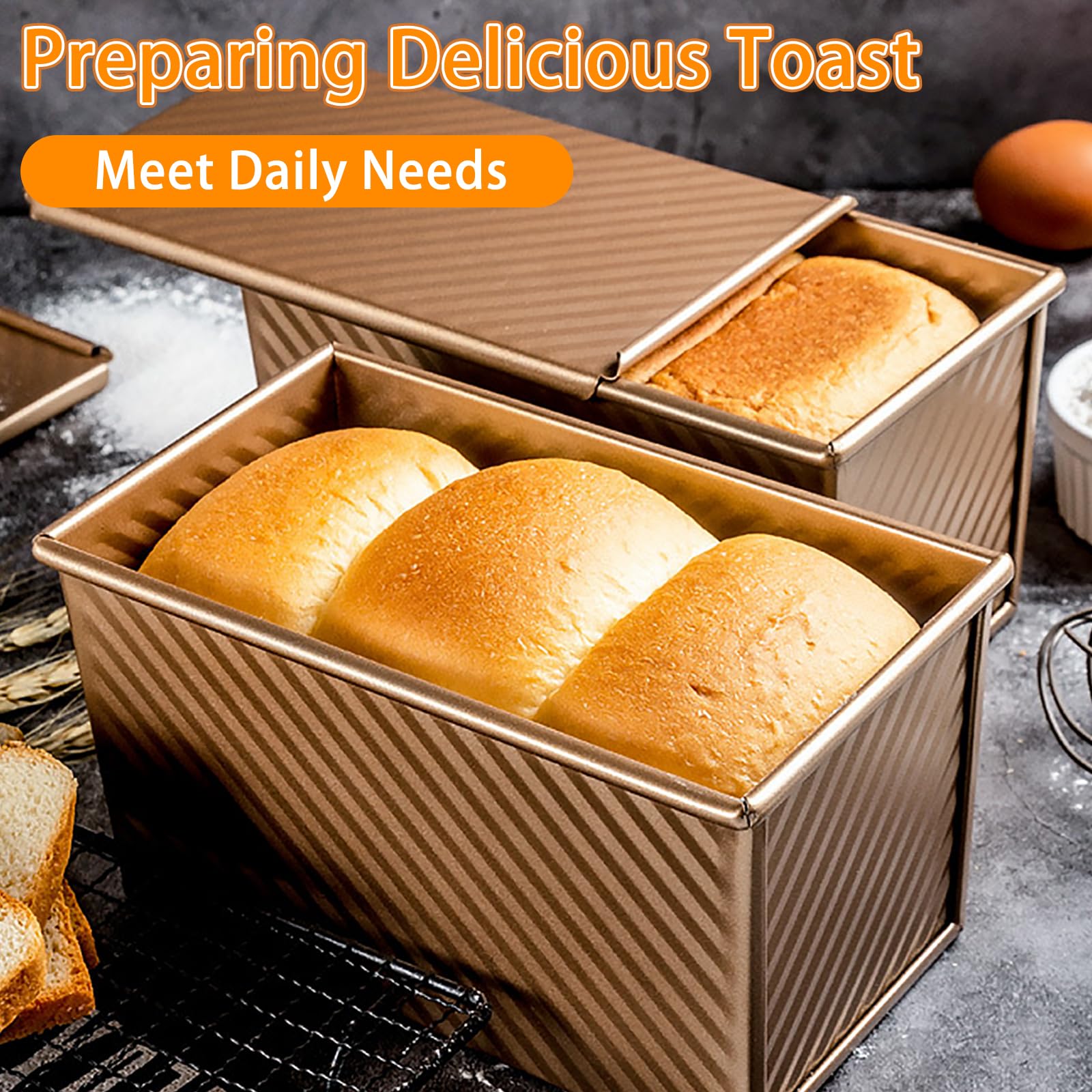 Holtrae Moule Pain De Mie Avec Couvercle,1000 Grammes De Pâte