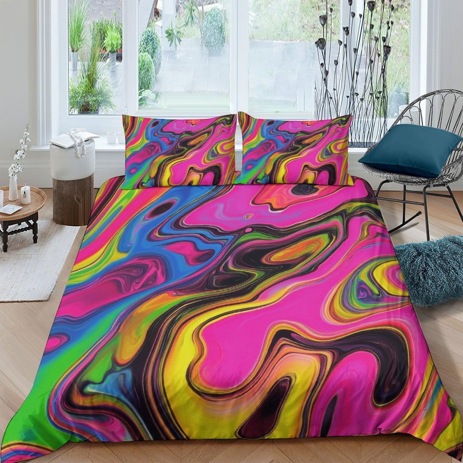 Ctjqhvkz Style-7 3D Printed Psychedelic Swirl Fitted Sheet Microfiber Soft Vibrant Abstract Mattress Cover For Bedroom Decor Single（135X200cm）