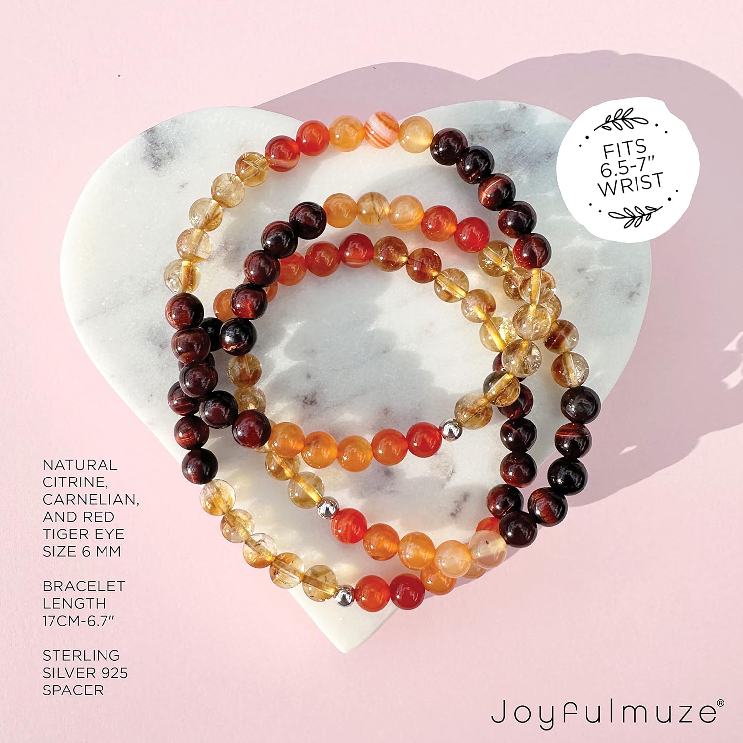 Natural Gemstone Beaded Bracelet, Tiger Eye Hematite Black Agate Granite Sandalwood Lava Stone, Handmade Stretch Jewelry, Energy Healing Protection, Men Women Gift, 8mm Beads, Fits 6.5–7"
