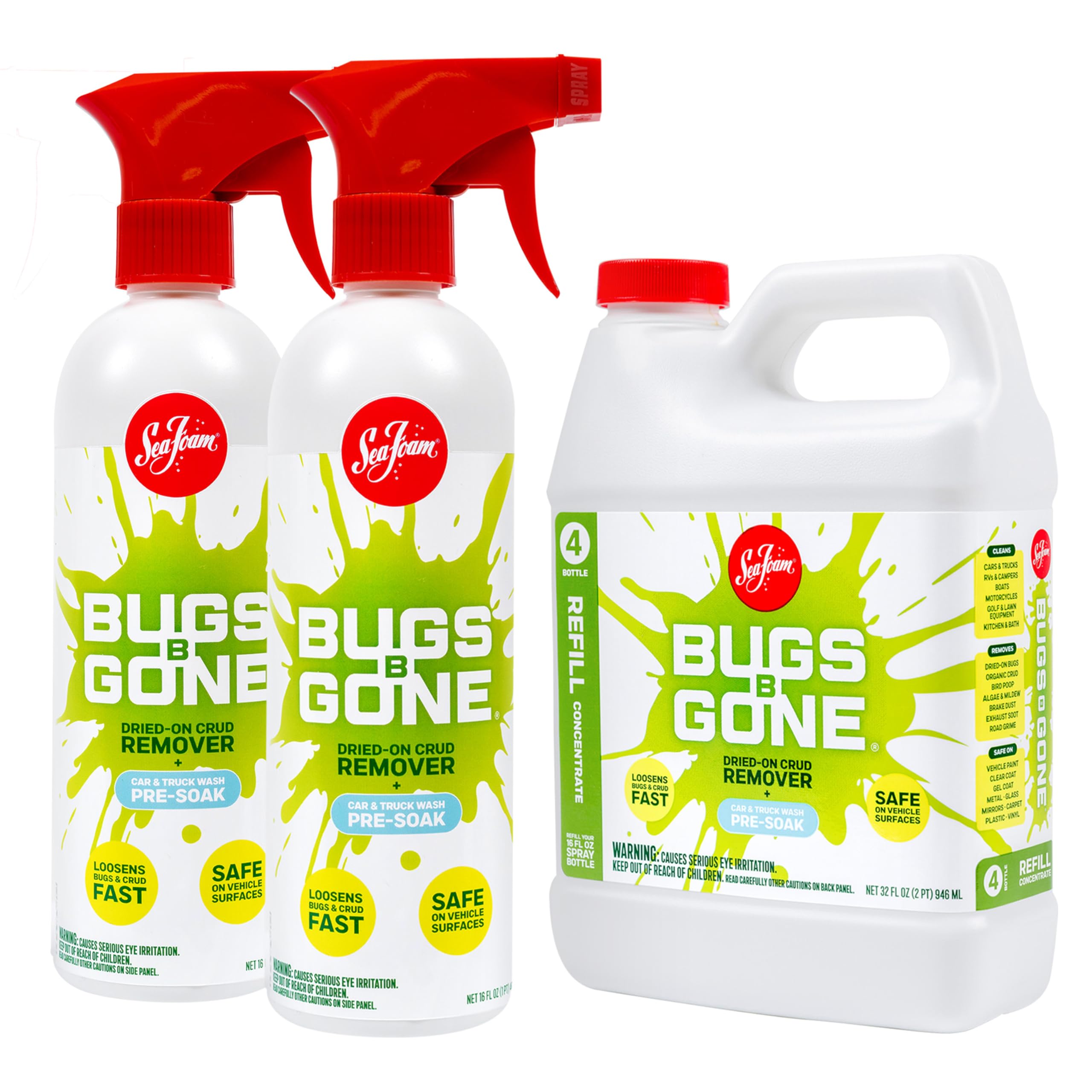 Sea Foam Bugs B Gone Combo Pack, Two 16 oz Spray + One 32 oz Refill Concentrate