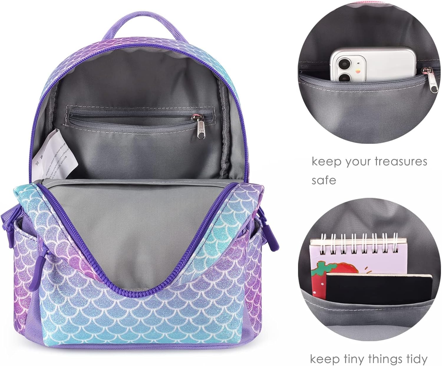 mibasies Mini Backpack for Girls Kids Rainbow Purse - Image 5