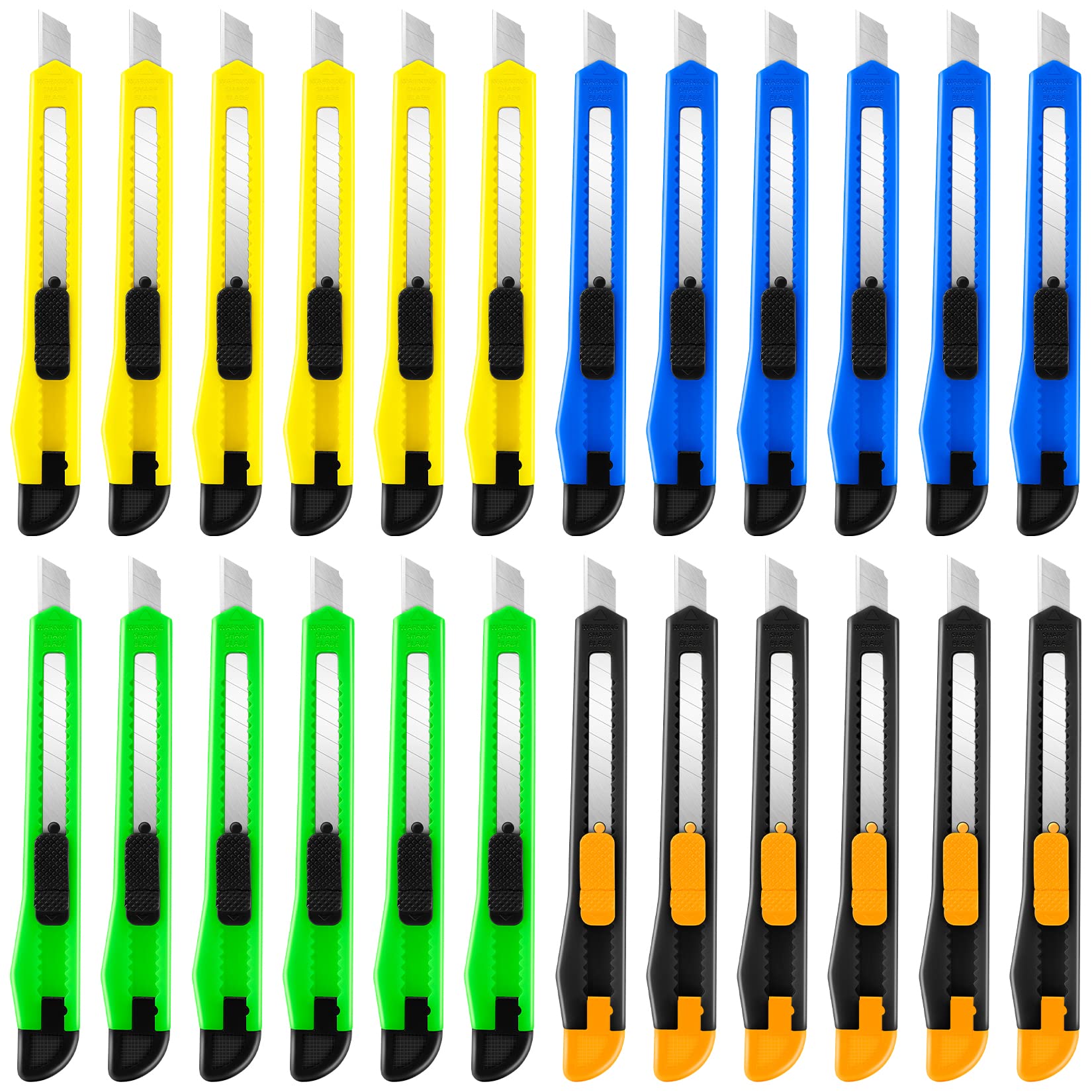 24 Pack Box Cutter Retractable, 9mm Utility Knife, Razor Knife