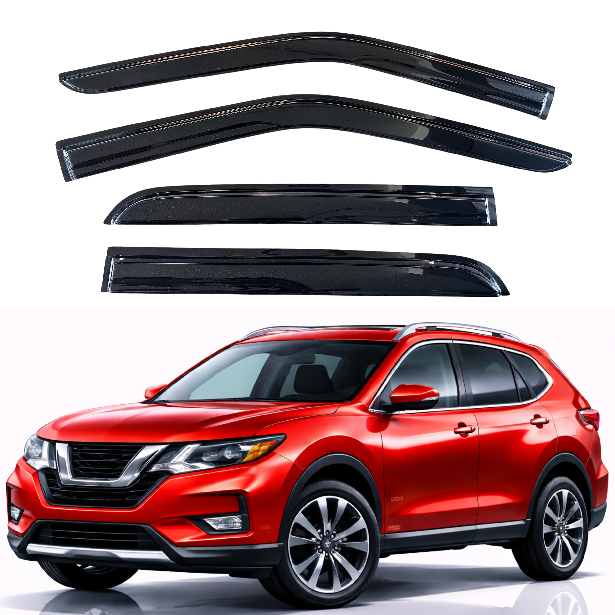 KPY Rain Guards Fit for 2014-2020 Nissan Rogue, Out-Channel Window Visors Vent Wind Deflectors 4PC, Car Accessories for 14-20 Rogue (Excludes Sport Model)