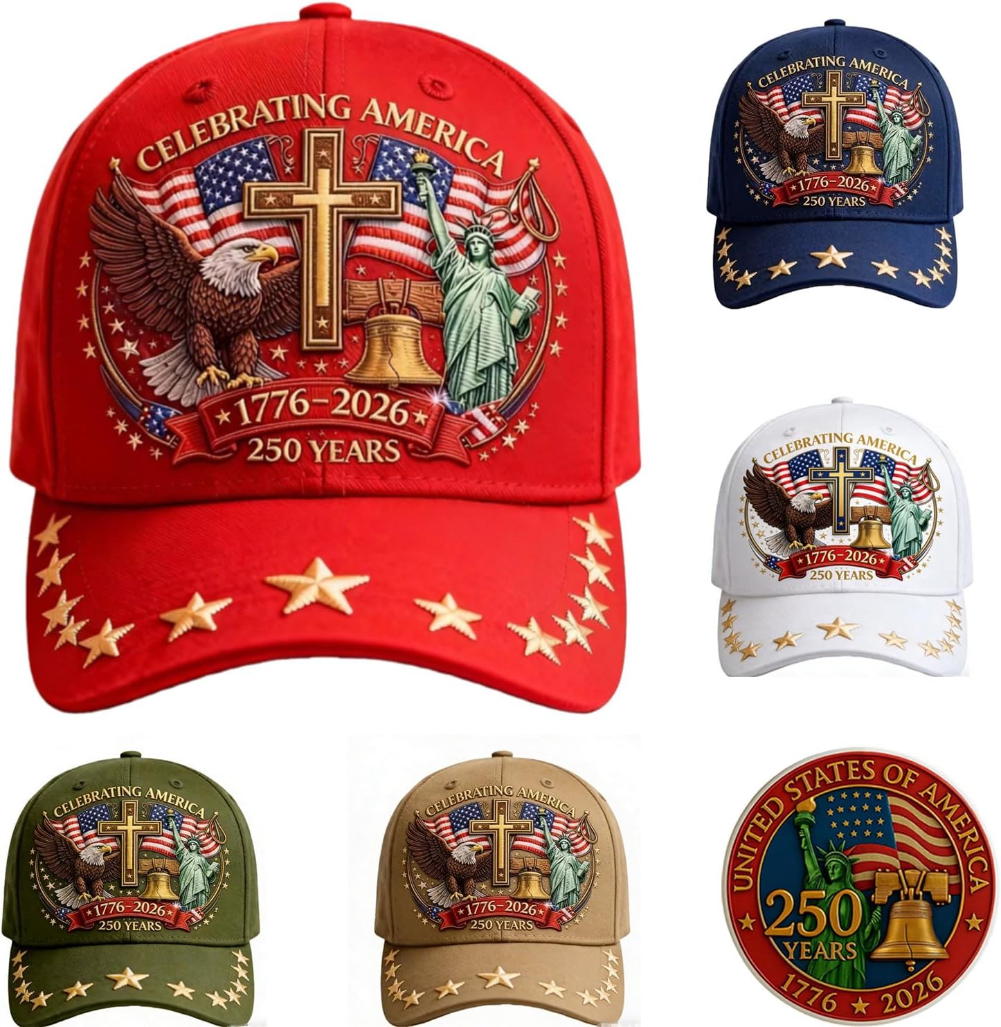 250 Anniversary USA Hat, Adjustable 250 Year American Anniversary Cap, Patriotic Retro Printing Cap for Men