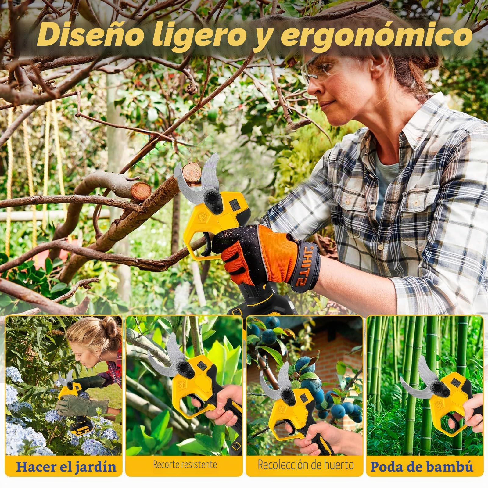 Tijeras de Podar a Batería para Dewalt 20V (sin Batería) | Podadora Eléctrica sin Escobillas, 2 Velocidades, Pantalla Digital, Corte 30 mm, Piedra de Afilar y Cuchillas