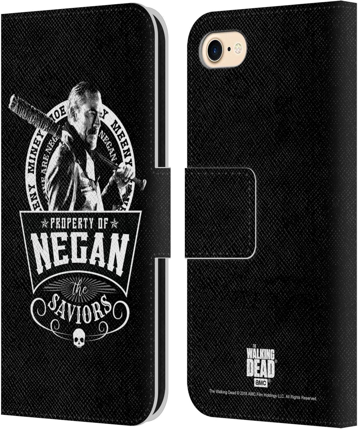 Head Case Designs Officially Licensed AMC The Walking Dead Lucille Negan Biker Art Leather Wallet Case Compatible with Apple iPhone 7/8 / SE 2020 & 2022