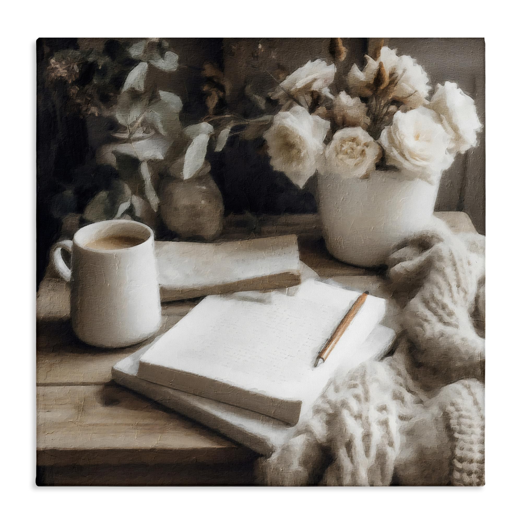 'Morning Coffee & Journaling'| Canvas Art
