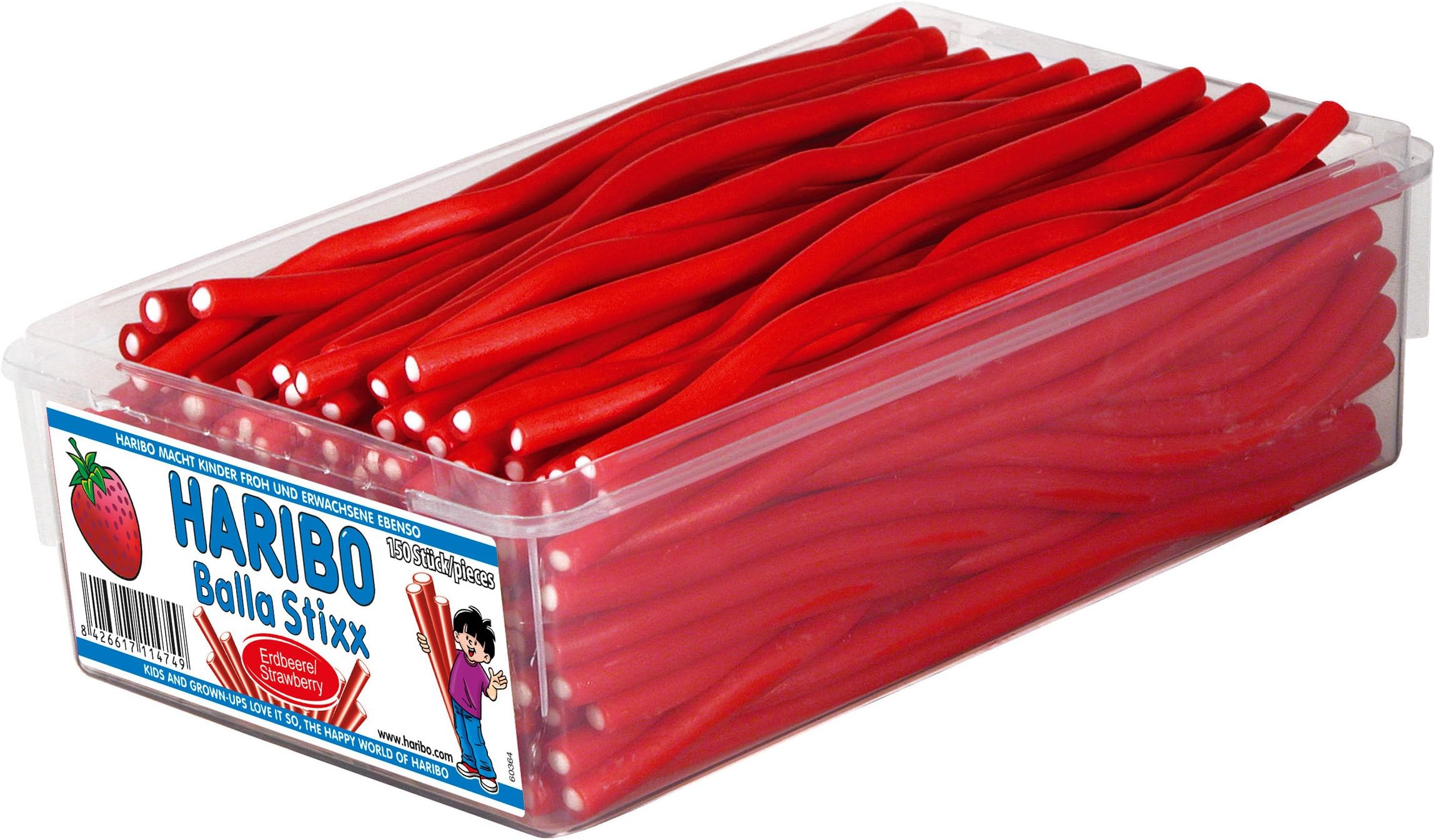 Haribo Balla Balla Strawberry, 150 Pieces, 1125g Tub