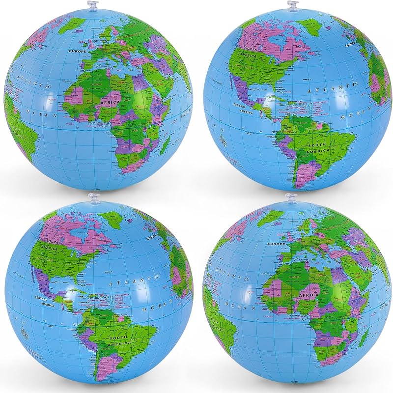 Globo inflable de 16 pulgadas, globo terráqueo inflable, pelota de playa, pelota de playa inflable de tierra para fiesta en la pileta de verano, Material de PVC