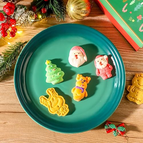 Miniatura 5 de Hasense Juego de 4 platos de cerámica grandes de 10 pulgadas, platos llanos para servir ensalada y postre para fiestas de Navidad, juego de vajilla