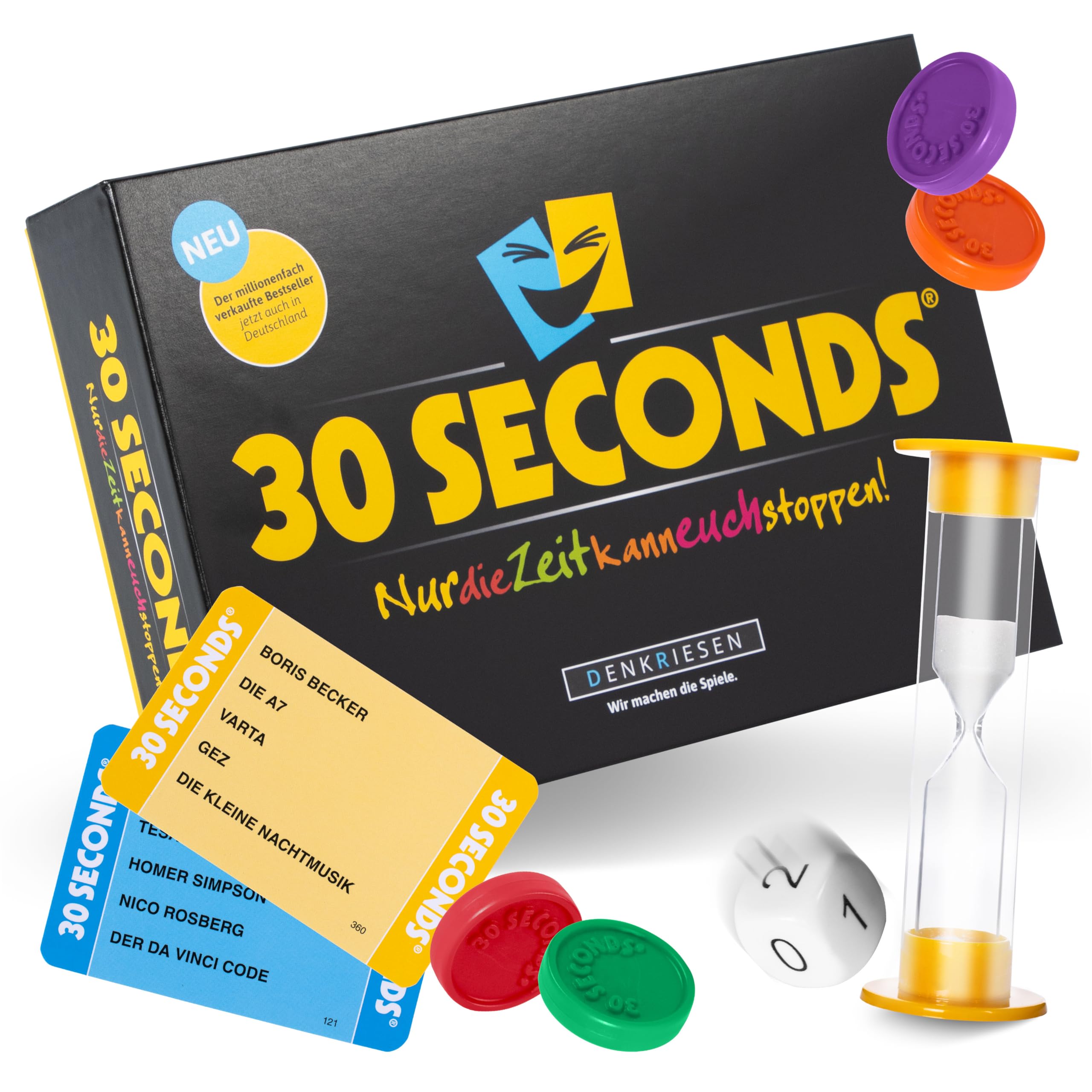 DENKRIESEN - 30 Seconds® - Nur die Zeit kann euch stoppen! | Ab 12 Jahren | 3+ Spieler | Brettspiel | Partyspiele für Erwachsene | Familienspiele | Bis zu 16 Spieler | 2400 Begriffe
