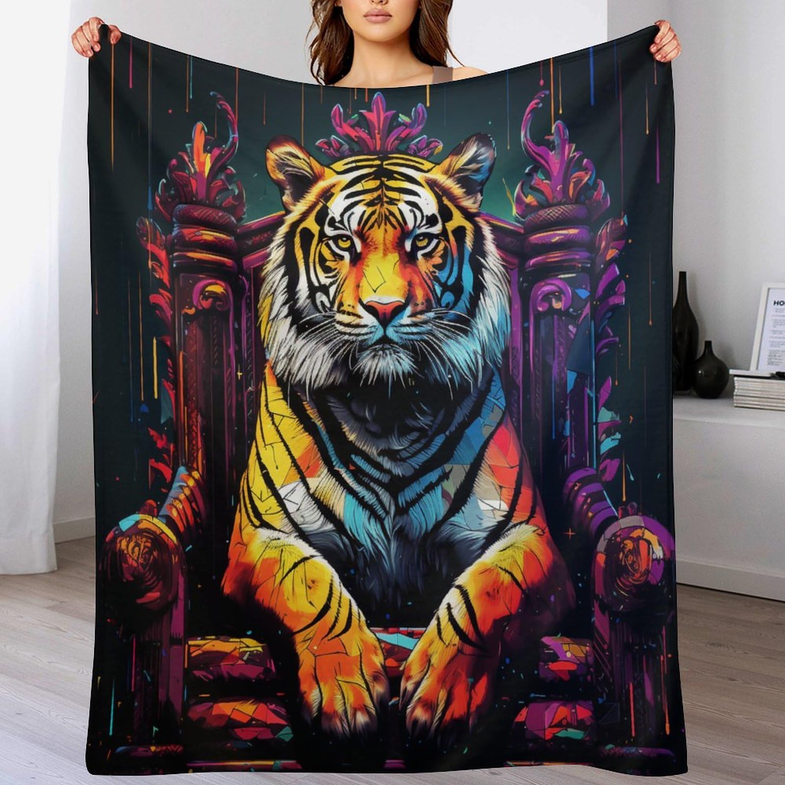Couverture de canapé tigre en flannel contre le froid en hiver