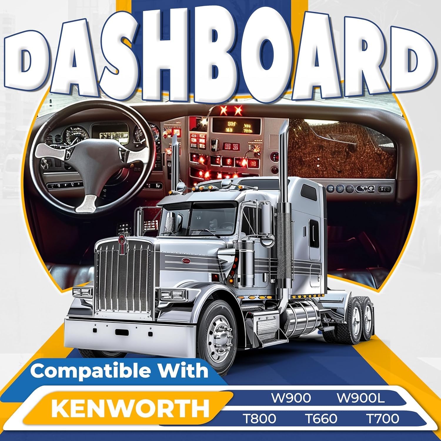 Dashborad Meter Cluster Bezel Compatible with Kenworth T660 T700 T800 W900 W900L Dash Gauge Panel Trim (Woodgrain Silvery)
