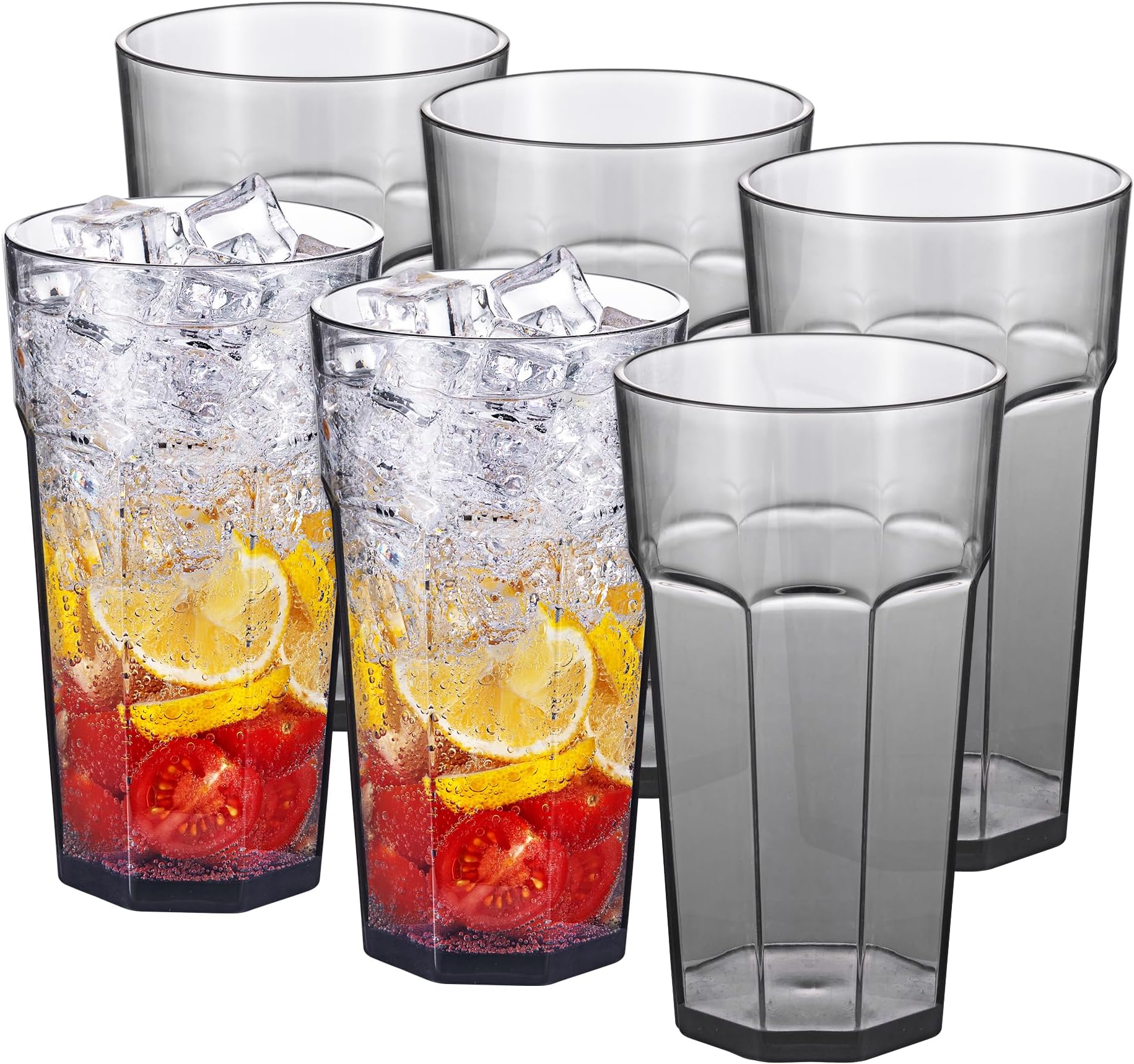 Zainca 20-ounce Plastic Tumblers, Acrylic Drinking Glasses High-Balls - View #8