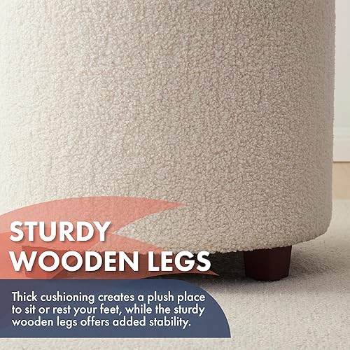 Miniatura 6 de Ornavo Home Donovan - Otomana redonda de almacenamiento con tapa extraíble para sala de estar y dormitorio, terciopelo negro