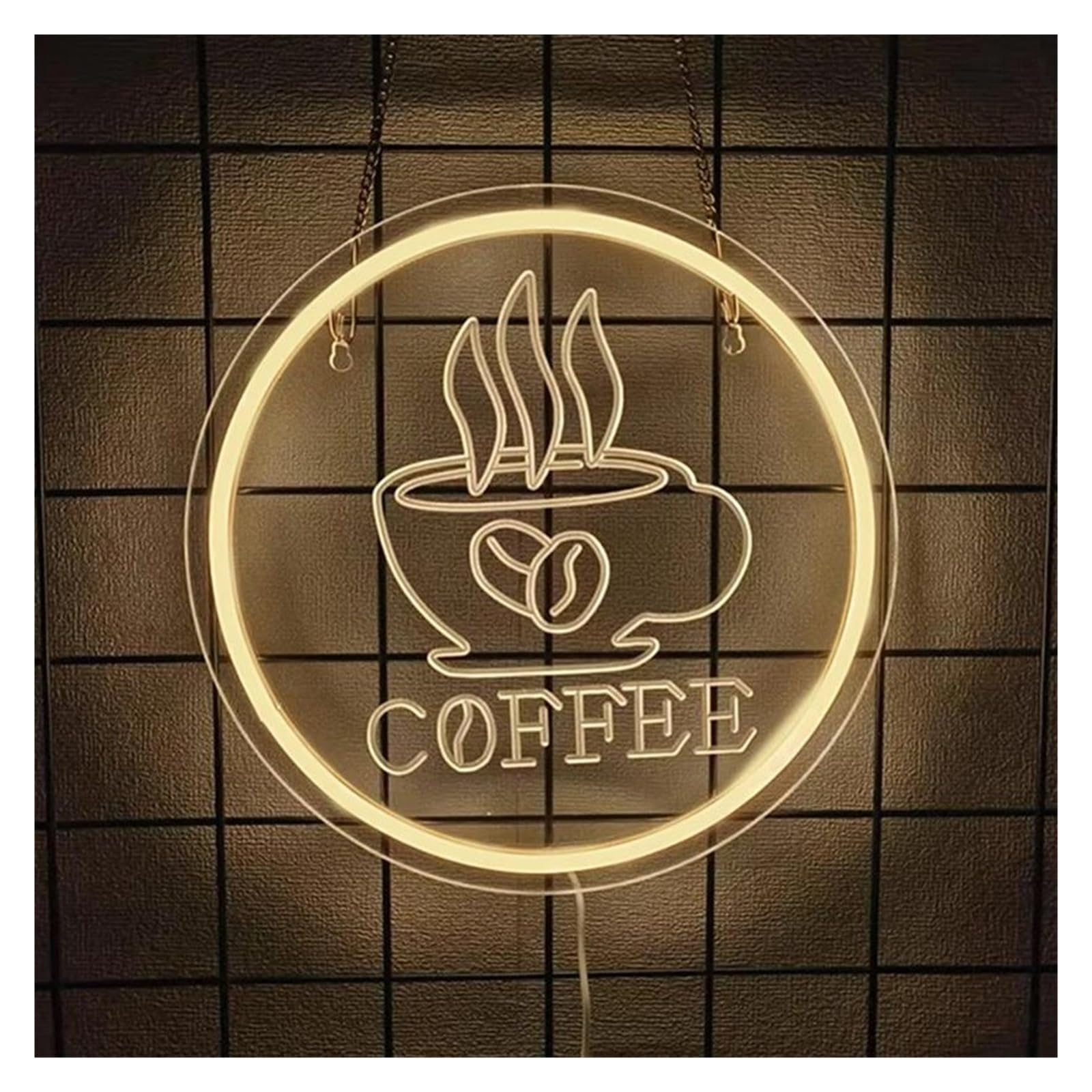 SHOUXI Sign Lamp Coffee Neon Sign Light Dimmable USB Powered for Cafe Bar Restaurant Business Home Office Hotel Birthday Party Wall Decor 28cmx28cm(A)