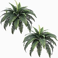 Vista 1 de Helechos artificiales para exteriores e interiores de 33 pulgadas de extensión, 2 tallos grandes, helecho Boston falso, plantas artificiales de seda