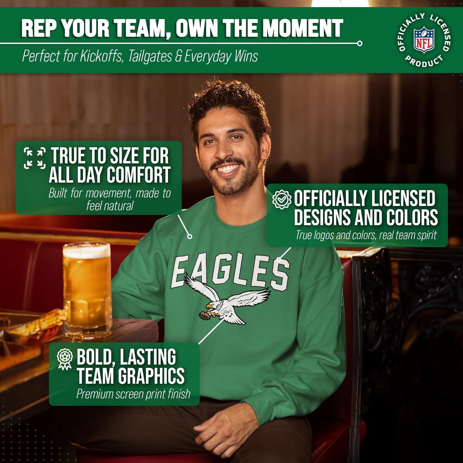 Team Fan Apparel NFL Home Team Crew - Adult Pro Football Fleece Pullover Sweatshirt For Men & Women