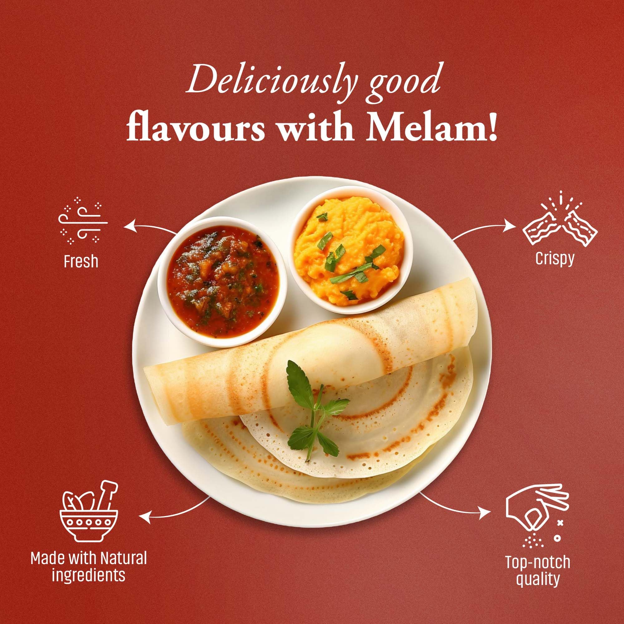 MELAM PURE AND AUTHENTIC Plain Rice Dosa Mix 1 Kg | Quick & Easy To Make South Indian Breakfast - Image 5 thumbnail