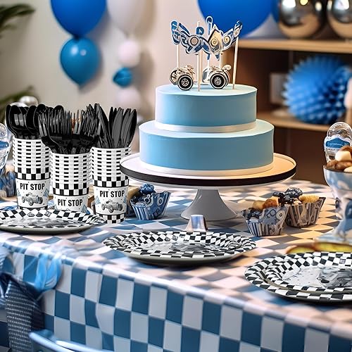 Miniatura 5 de Recuerdos y decoraciones de fiesta de cumpleaños de coche de carreras de acuarelas - Suministros y vajilla para fiesta de carreras