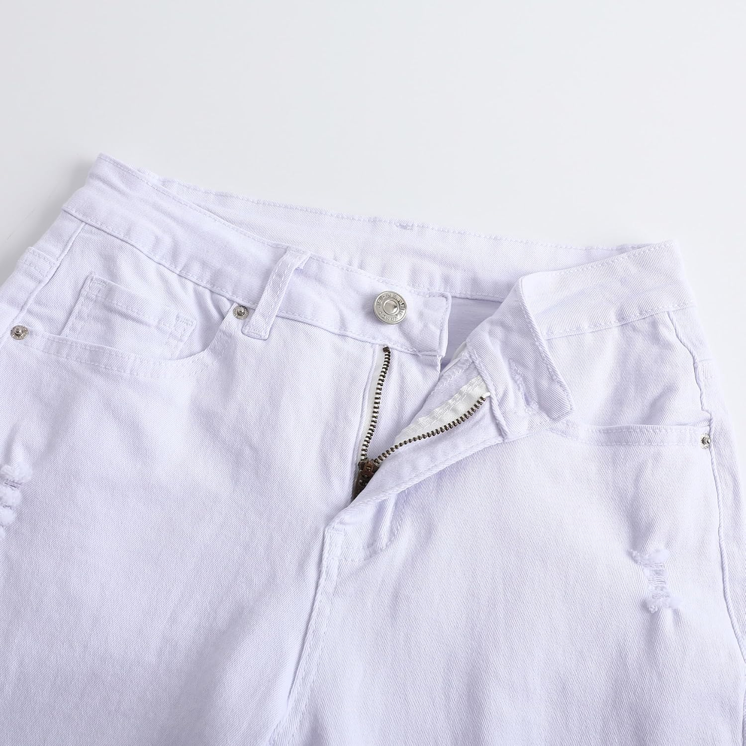 THUNDER STAR Womens Stretchy Mid Rise Flare Jeans Distressed Denim Bell Bottom Pants - Image 4