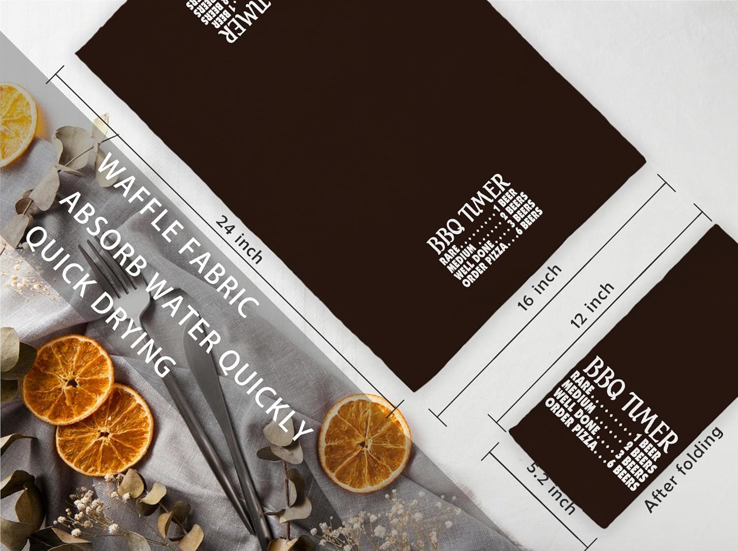 Funny BBQ Timer Cookout Hand Dish Towels for Kitchen - BBQ Decor, Black Kitchen Decor, Grilling Towel Accessories, 16×24 Inch,Cooking Gifts for Grill Lover - Image 8