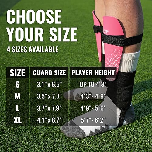 Miniatura 6 de Northdeer Espinilleras de fútbol para niños, jóvenes y adultos con correas de tobillo ajustables, equipo protector de fútbol para niños y niñas
