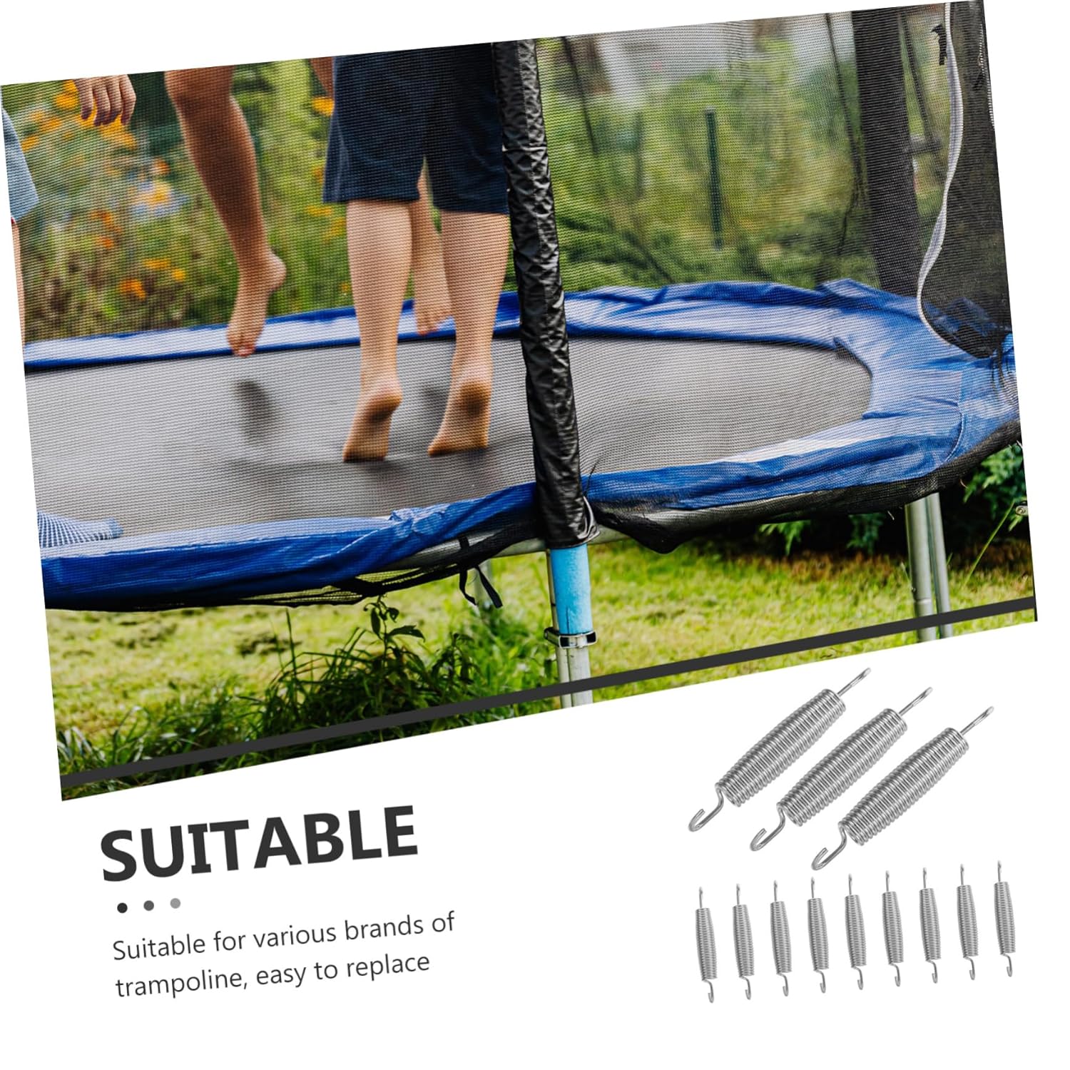 DECHOUS 12pcs Trampoline Bouncing Bed Spring Assorted Springs Trampoline Spring Trampoline Parts Replacement Small Compression Spring Extension Springs with Hook Ends Steel Silver