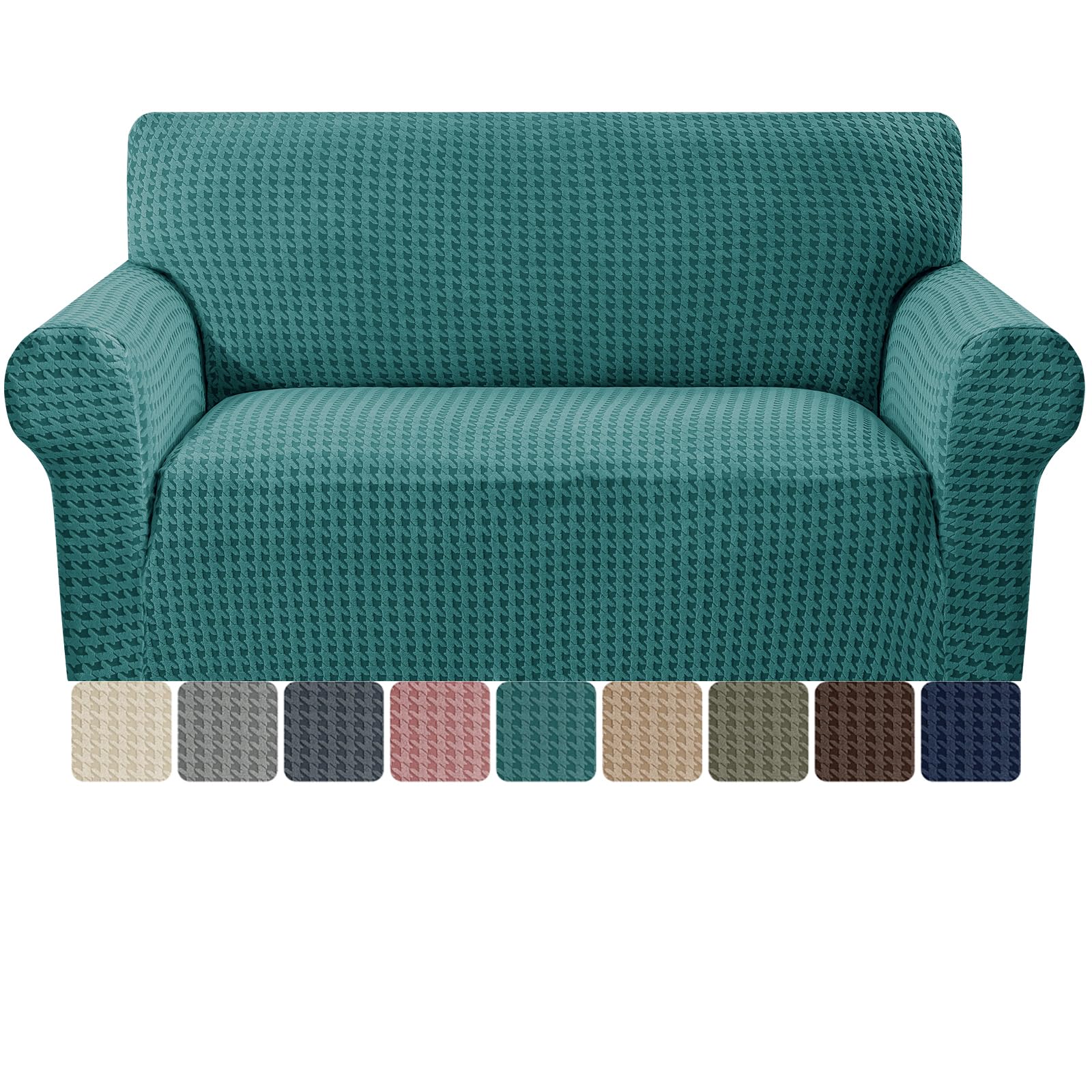 MAXIJIN Stretch 2 Seater Couch Cover Sofa Covers (55"-69" Washable Sofa Slipcovers with Non-Slip Foam & Elastic Strap, Dog Cat Pet Friendly Furniture Protector (Peacock Blue, 2 Seater)