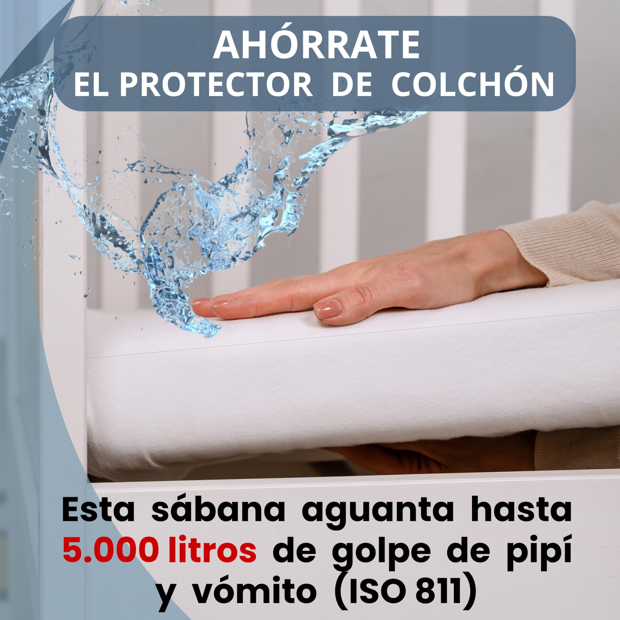 Bisoo Sabana Magica 70x140 2 Grises. Bajera Impermeable para Maxicuna | Sabana y Protector en una Pieza, Ahorro, Impermeable, Transpirable, Silenciosa, Algodon Jersey Oeko-Tex
