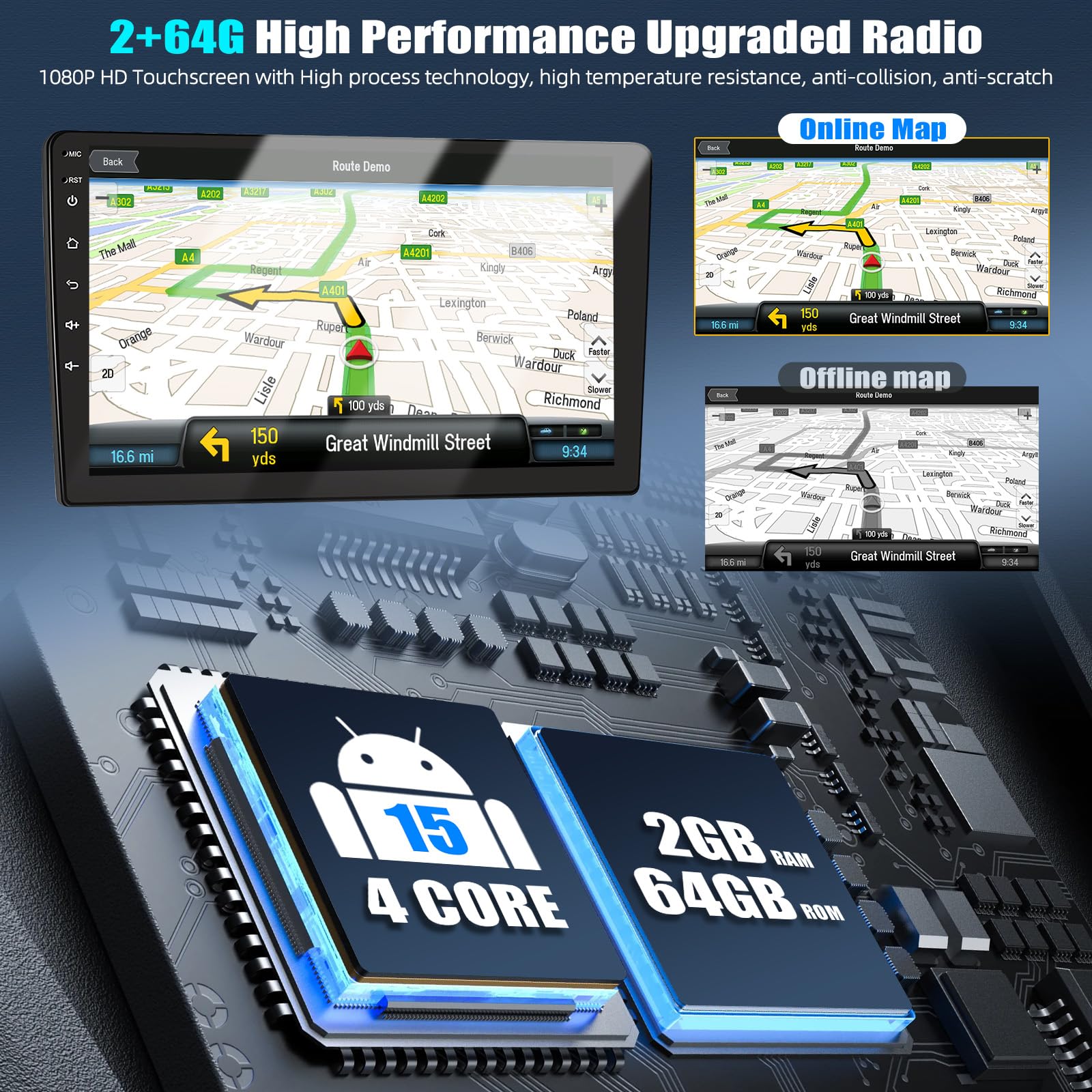 CAMECHO 2+64G Android 15 Autoradio para Hyundai i20 2015-2018 con Pantalla Táctil 9 Pulgadas con Cámara Trasera HD, RDS FM Radio Bluetooth con GPS WiFi Inalámbrico Carplay Android Auto Mirror Link
