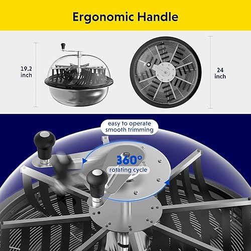 Miniatura 6 de iPower Recortador de cuenco de hoja de brote de 24 pulgadas, corte giratorio trenzado con cuchillas afiladas de acero inoxidable, caja de engranajes