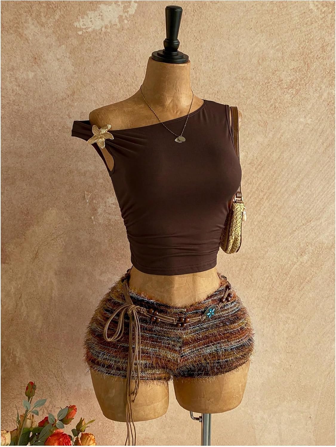 SOLY HUX Women's Plus Size 2 Piece Outfits Off the Shoulder Crop Tops and Fuzzy Mini Shorts Y2k Going Out Sets - Image 4