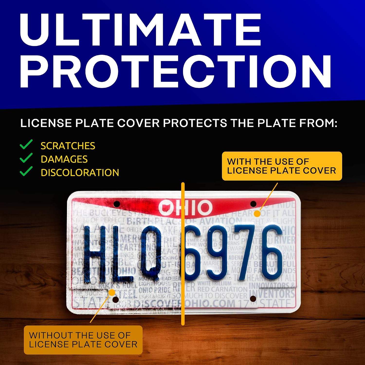 2 Tinted Smoke Shield for License Plate + 8 Black Screw Caps fits USA & Canada Standard Plates