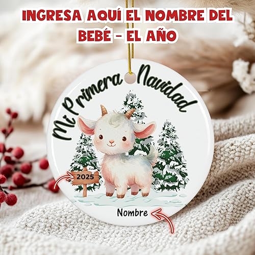 Miniatura 3 de Adornos de Navidad personalizados de cabra bebé, adornos para árbol de Navidad 2025, regalos para Navidad para niños, adorno de primera Navidad