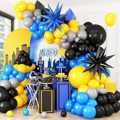 Miniatura 11 de Kit de arco de globos de color rosa intenso y morado, guirnalda de globos morados y negros con globos de papel de aluminio de estrella para bodas,