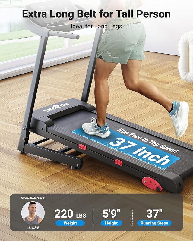THERUN Treadmills for Home, Running Treadmill with Incline, Foldable Treadmills Heart Rate Sensors, 18″LED Display Manual Incline Adjustment, 3.0HP Treadmill for Indoor Fitness Workouts image 3