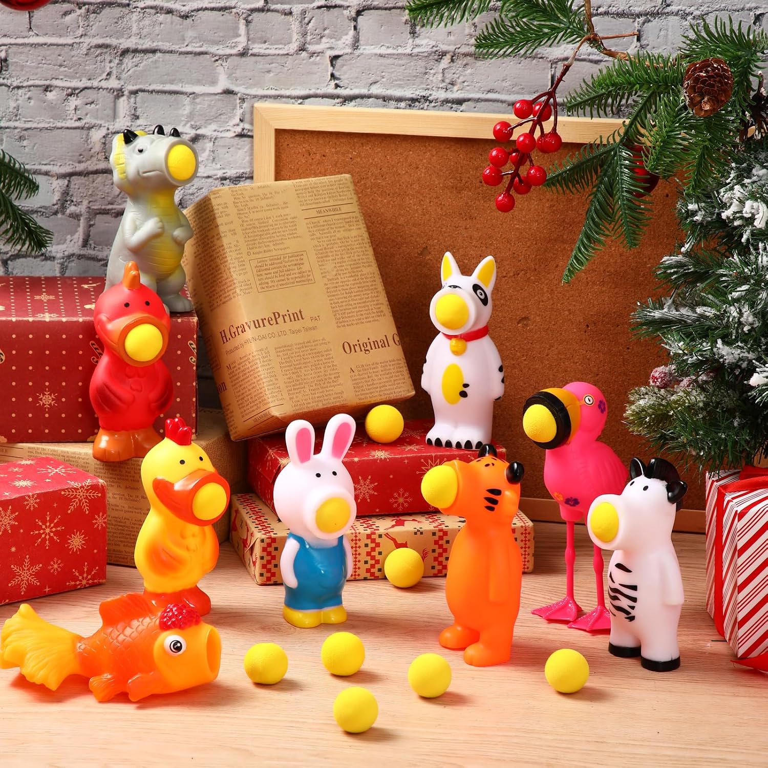 Zubebe Christmas Toys Shooter Ball Foam Toy with Shoot Foam Balls Up to 20 Feet for Kids Outdoor Indoor Play Christmas Party Supplies