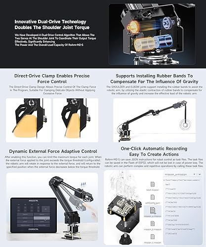 Miniatura 5 de Waveshare Kit de brazo robótico, kit de robot de escritorio, servo de bus serie de alto par, basado en ESP32, 4-DOF, soporta expansión flexible y