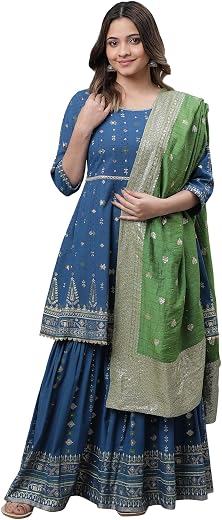 Aurelia Polyester Women Kurti With Sharara and Dupatta Set
