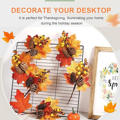 Miniatura 6 de 12 Pack Fall Stems Artificial Berry Picks Fall Picks with Maple Leaves Pine Cone Branches Decorations for Harvest Autumn Thanksgiving Day Flower