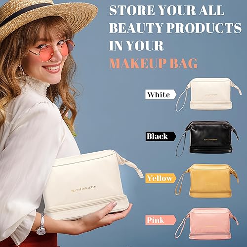 Miniatura 7 de TOBEHIGHER Bolsa de maquillaje de viaje Bolsa de cosméticos Bolsa de maquillaje, Blanco, Bolsa de maquillaje